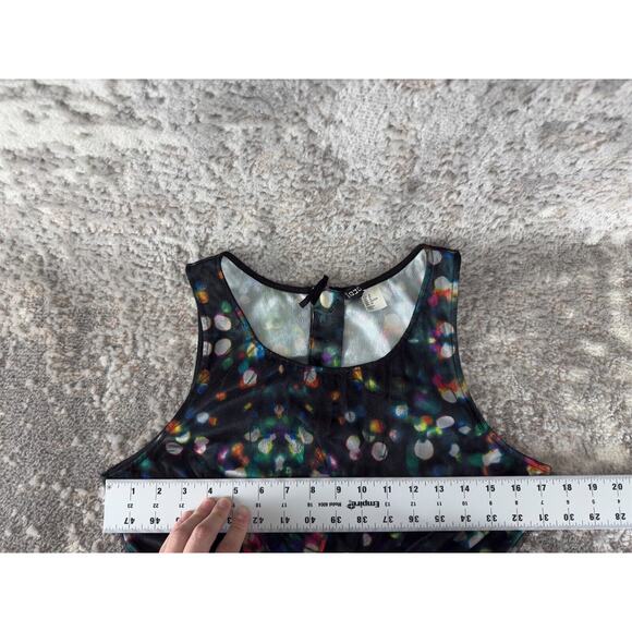 Divided H&M Sz 10 Tulle Mesh Colorful Polka Dot Sleeveless Mini Flare Dress Zip - Picture 5 of 9